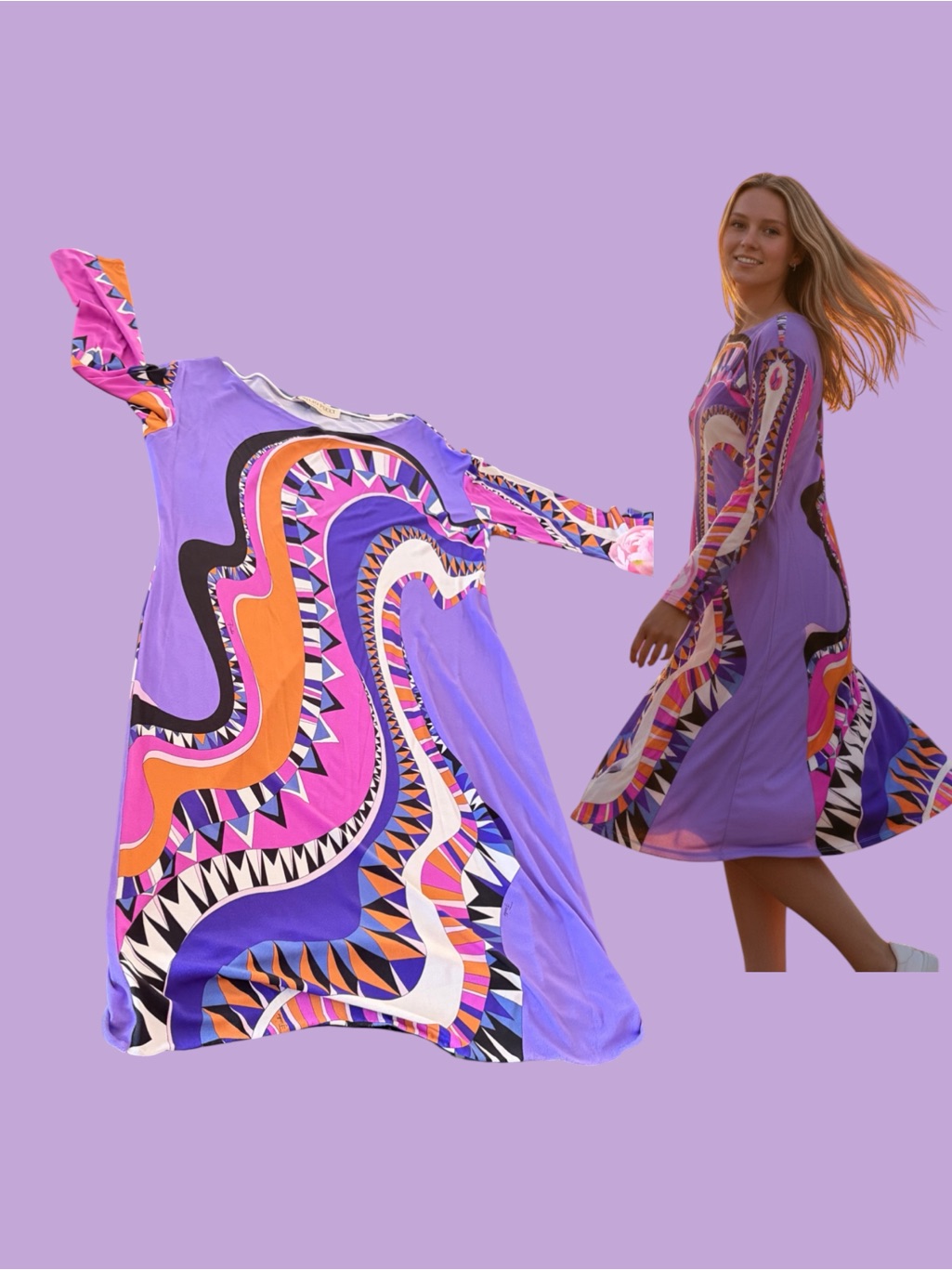 Emilio Pucci Purple Multicolor Printed Mini Dress 42